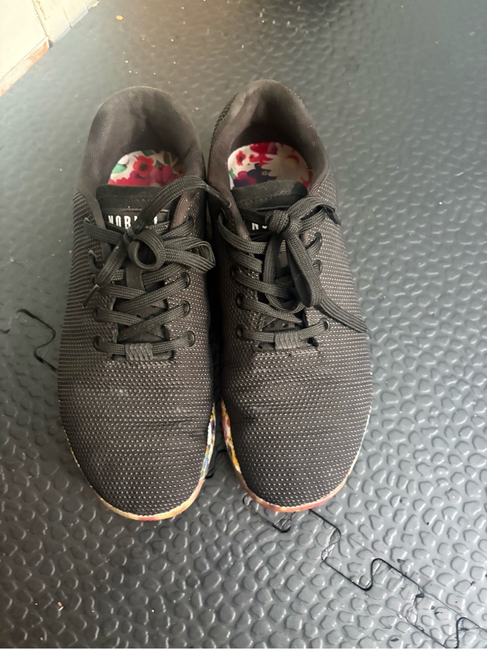 NOBULL Black Knit women’s trainers with Floral Lining